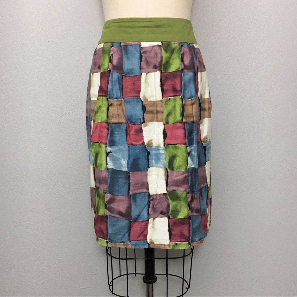 Anthropologie ipsa stained glass cubes skirt